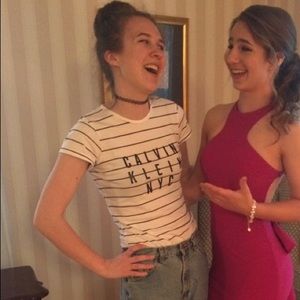 Calvin Klein NYC striped white tee-shirt